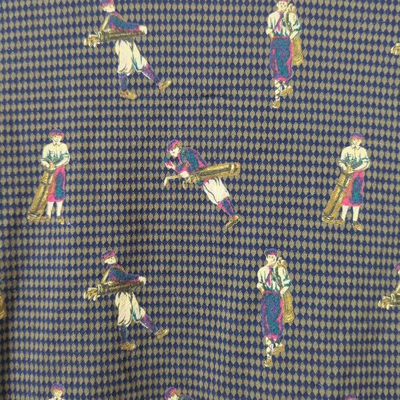 Vintage Bobby Jones Golfer Themed Golf Polo Shirt Sz M Made in Italy Blue Beige - Picture 4 of 8